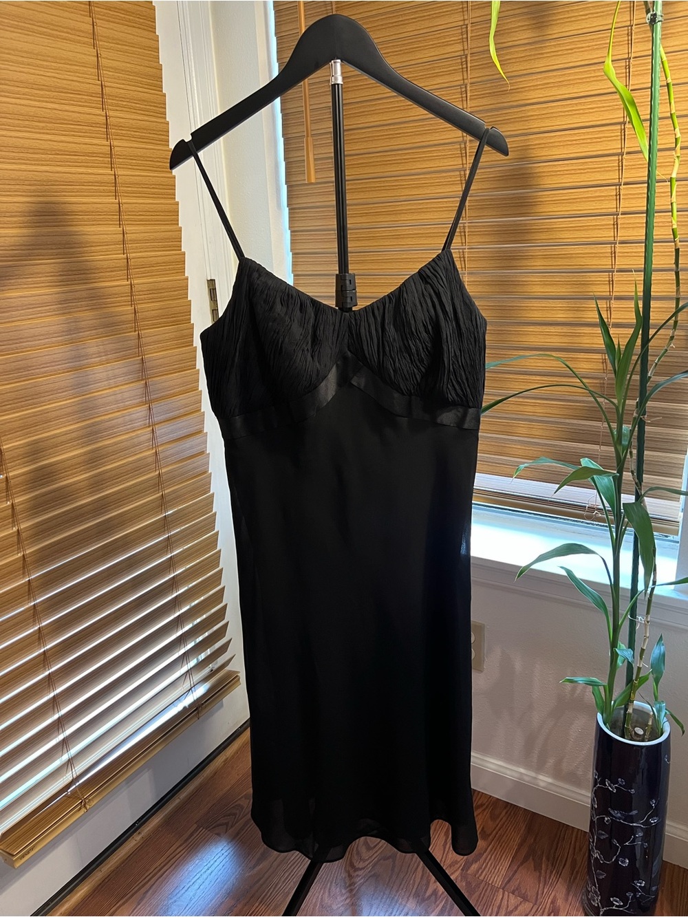 Ann Taylor LOFT Black Silk Chiffon Slip Dress | Size 12